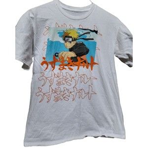2002 White Naruto Shippuden T-Shirt Masashi Kishimoto Anime Size M
